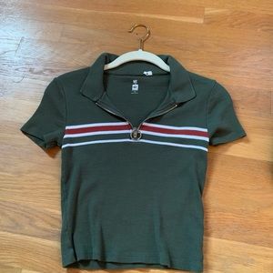 pacsun green crew neck top with zipper